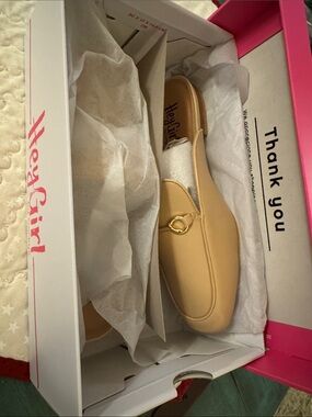 Corkys Beige Slip-On Mule with Gold Ring Accent